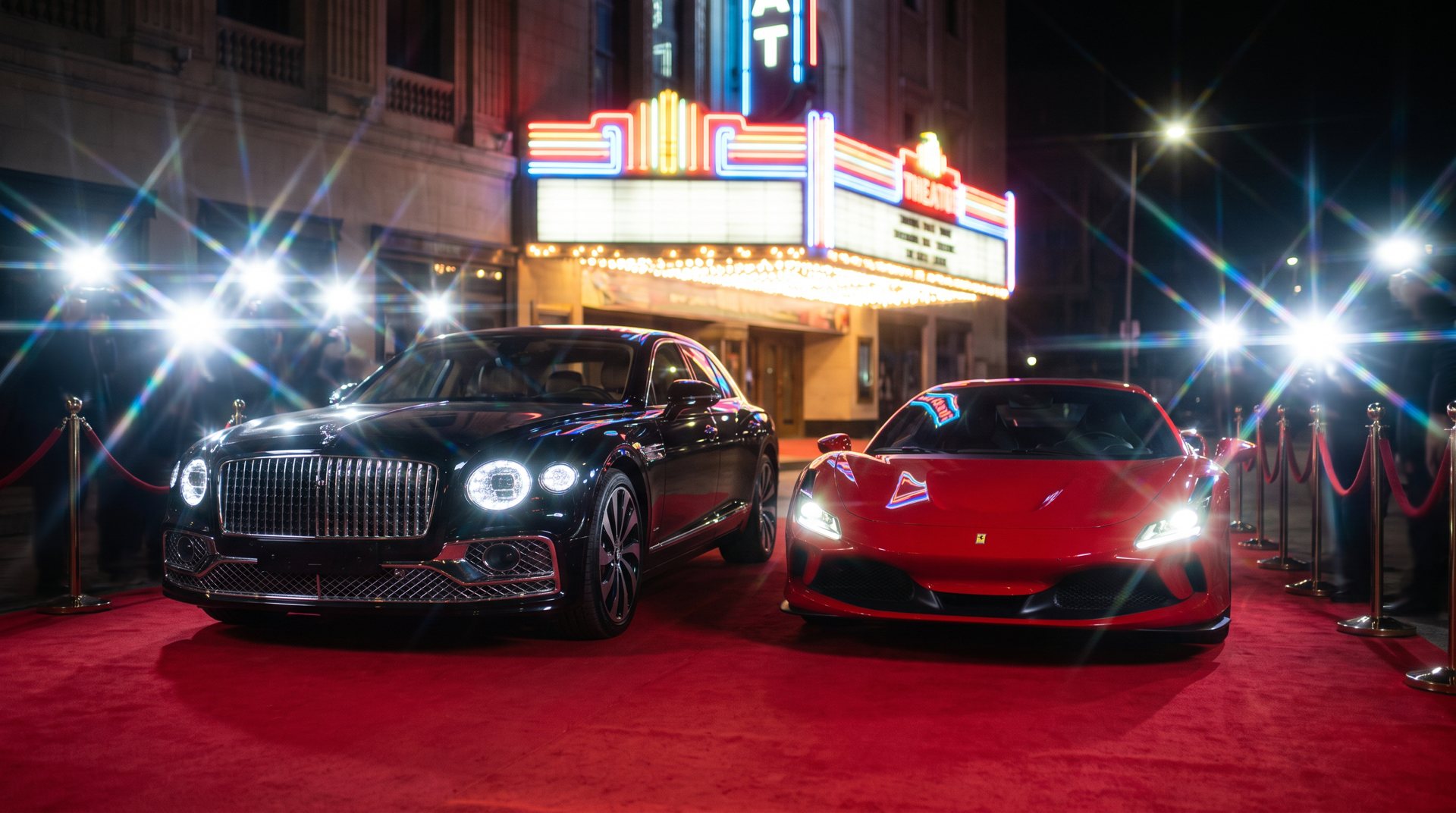 Red carpet: Bentley Flying Spur, Ferrari F8 Tributo, Mercedes-Benz SLS AMG